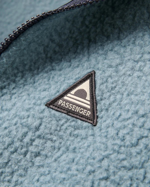 Home Full Zip Recycled Hooded Sherpa Fleece - Stormy Blue