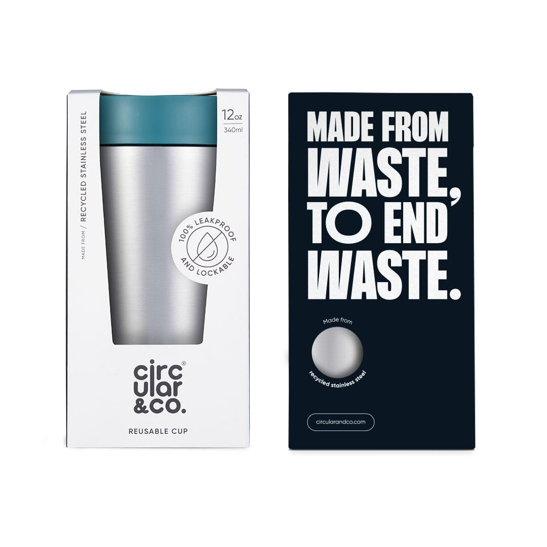 Circular Stainless Steel Bathsheba Surf Travel Mug, 12oz (340ml) - Aqua Cups & Flasks Circular&Co.