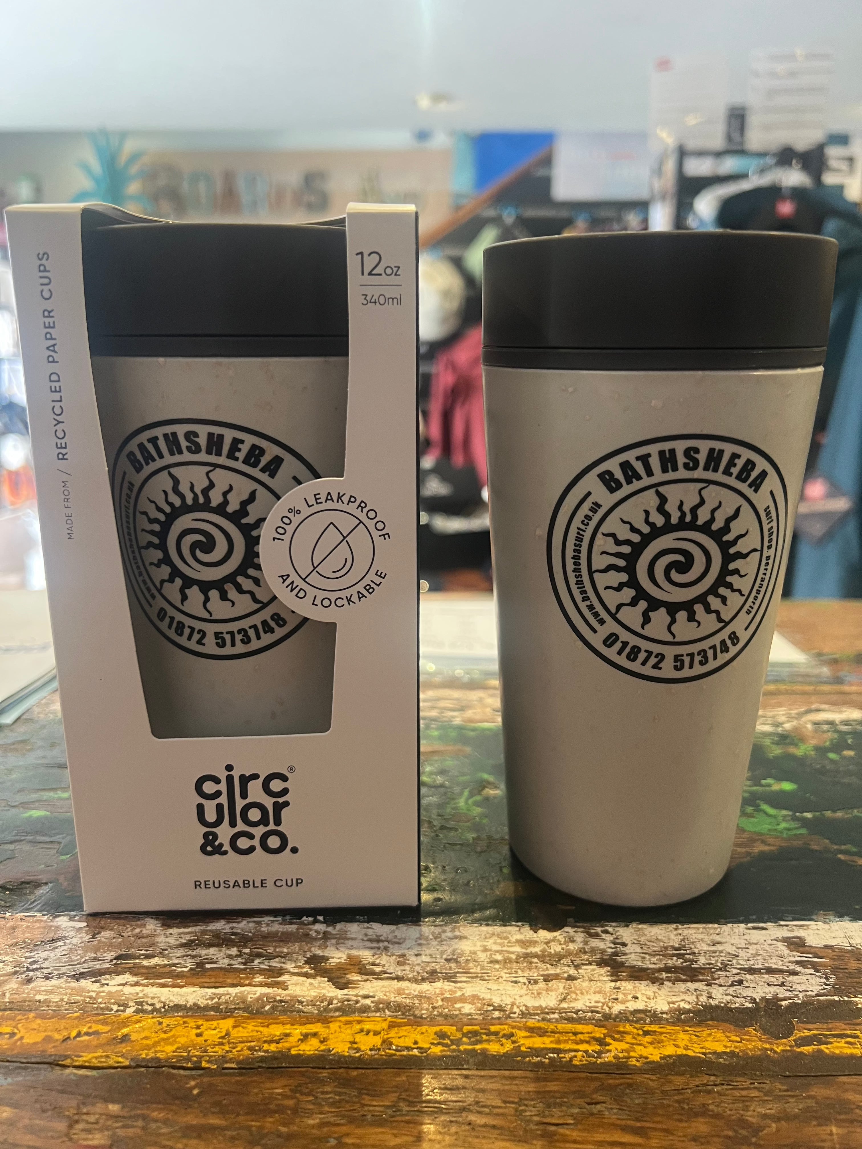 Circular&Co. Bathsheba Surf Reusable Coffee Cup, 12oz (340ml) - Black Cups & Flasks Circular&Co.
