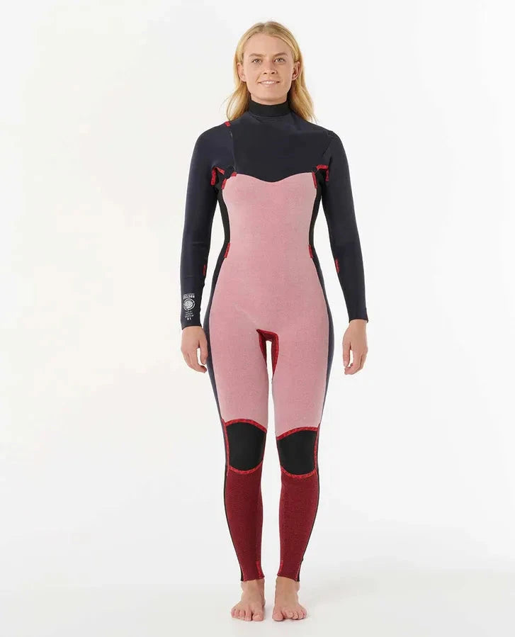 Dawn Patrol 5/3 Chest Zip Wetsuit - Black/Pink (2025) Women's wetsuits Rip Curl Women