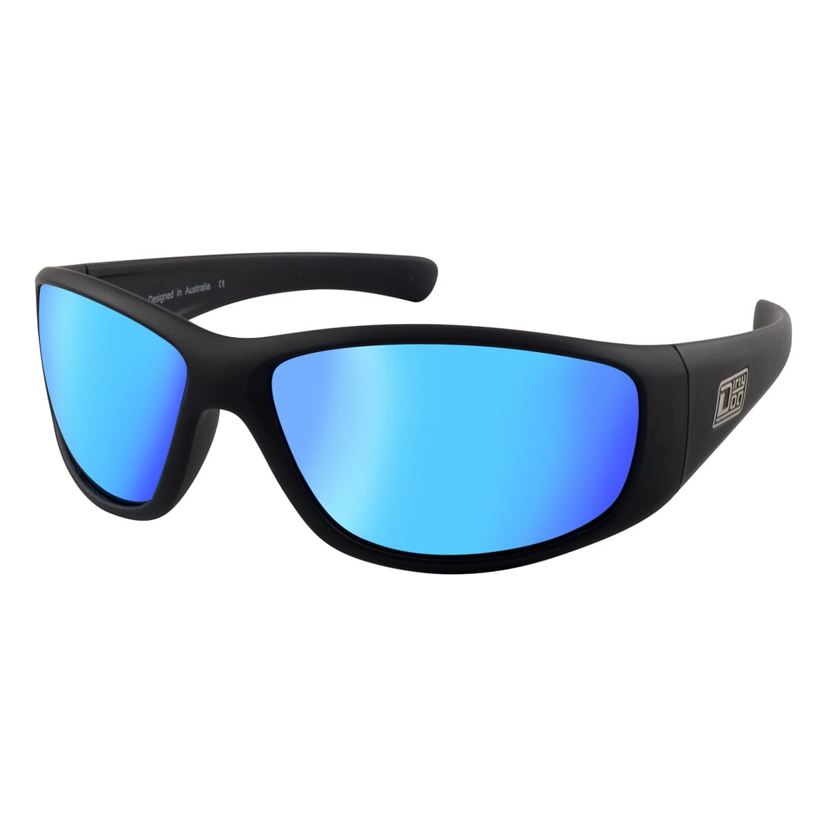 DD Wolf - Matt Black/Ice Blue Mirror Polarised Sunglasses Dirty Dog