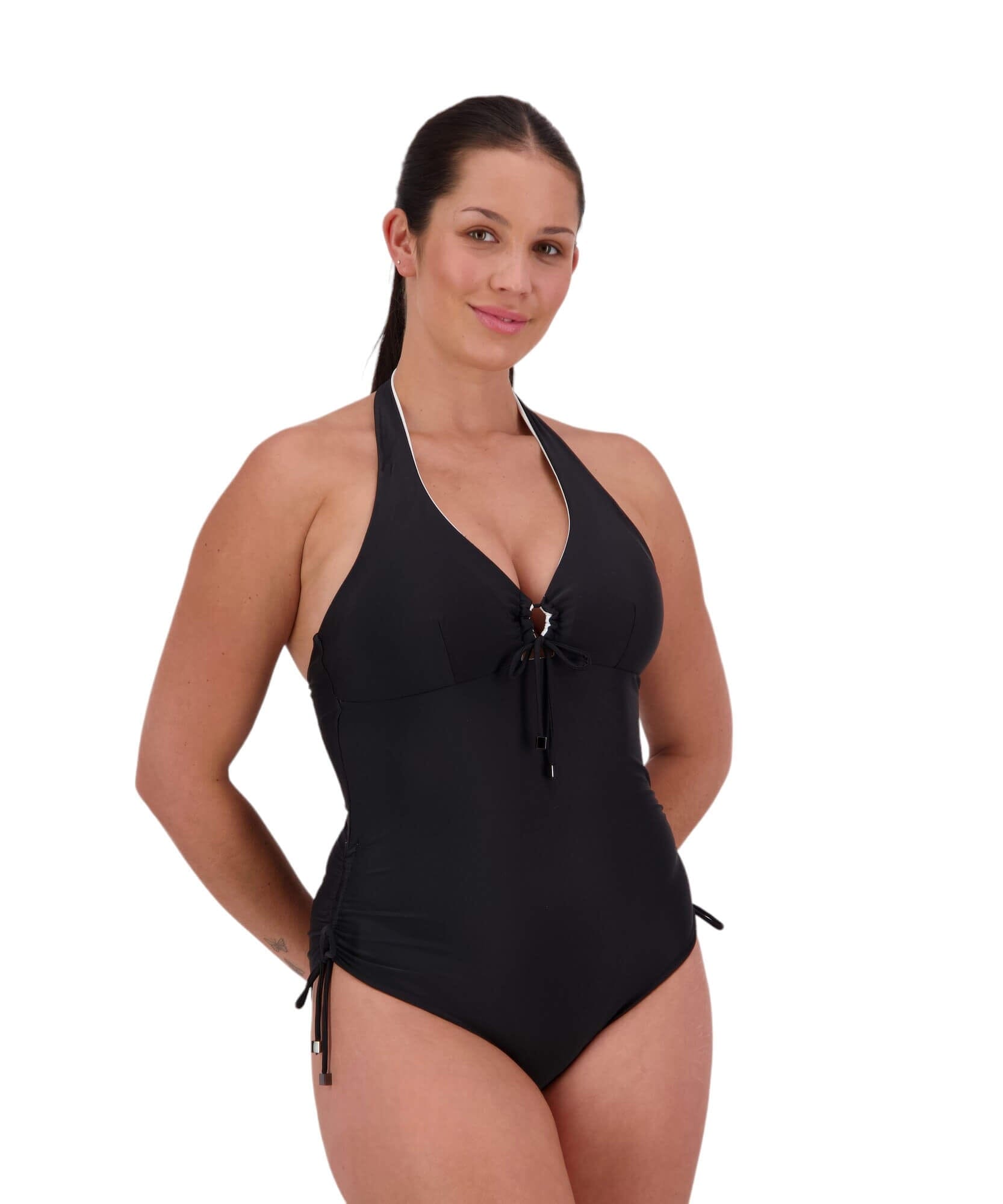 Drawstring Reversible Suit - Black/White Women's Swimsuits & Bikinis Moontide