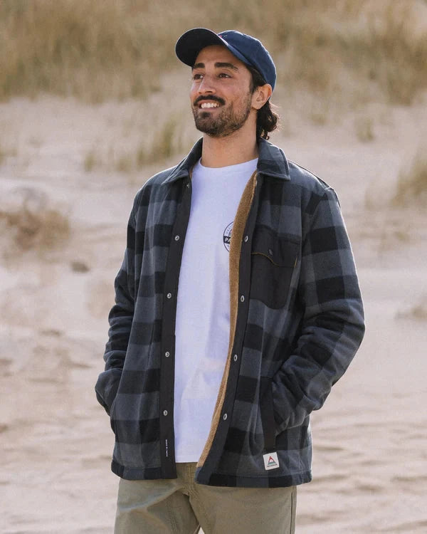 Firelight Sherpa Lined Overshirt - Grey Buffalo Men's Hoodies & Sweatshirts Passenger