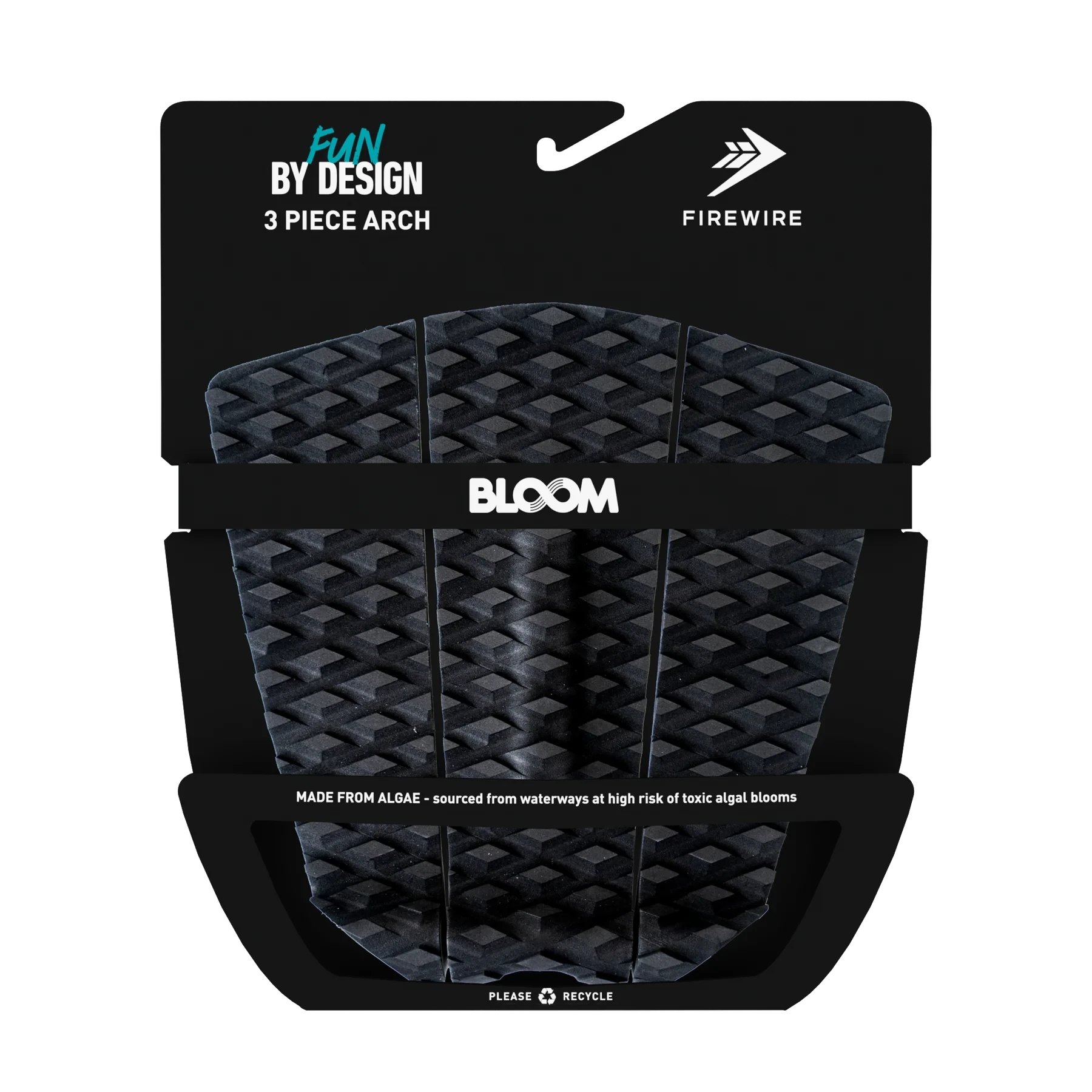 Firewire 3 Piece Arch Traction Pad - Black/Charcoal Deck Grip Firewire
