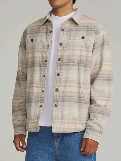 Harold Stripe Shirt Jacket - Sand Men's Shirts & Polos Katin
