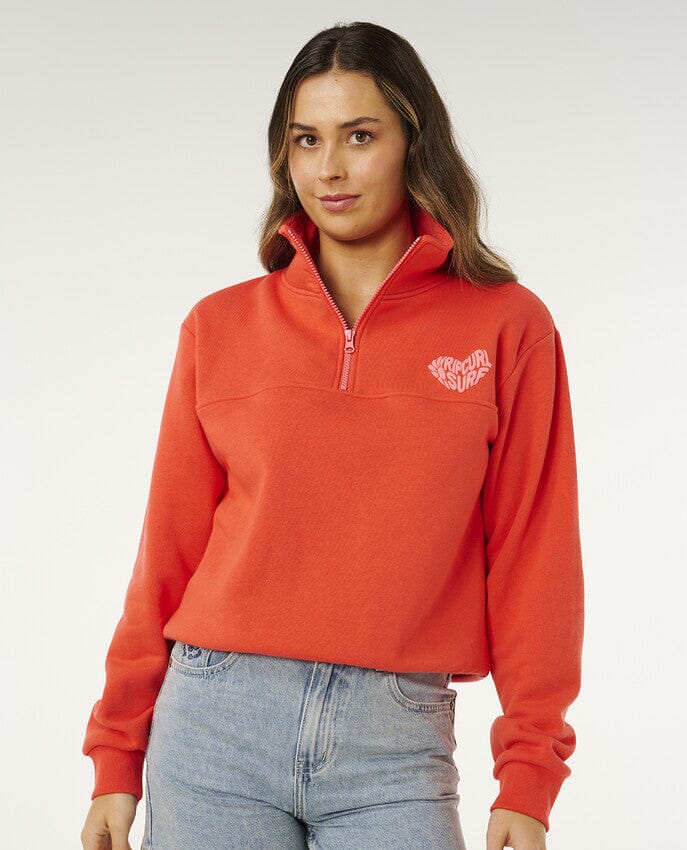 Heart Half Zip Fleece - Red Women's Hoodies & Sweatshirts Rip Curl Women XS