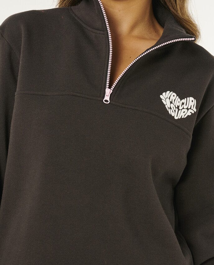 Heart Half Zip Fleece - Washed Black Women's Hoodies & Sweatshirts Rip Curl Women