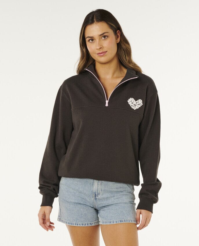 Heart Half Zip Fleece - Washed Black Women's Hoodies & Sweatshirts Rip Curl Women XS