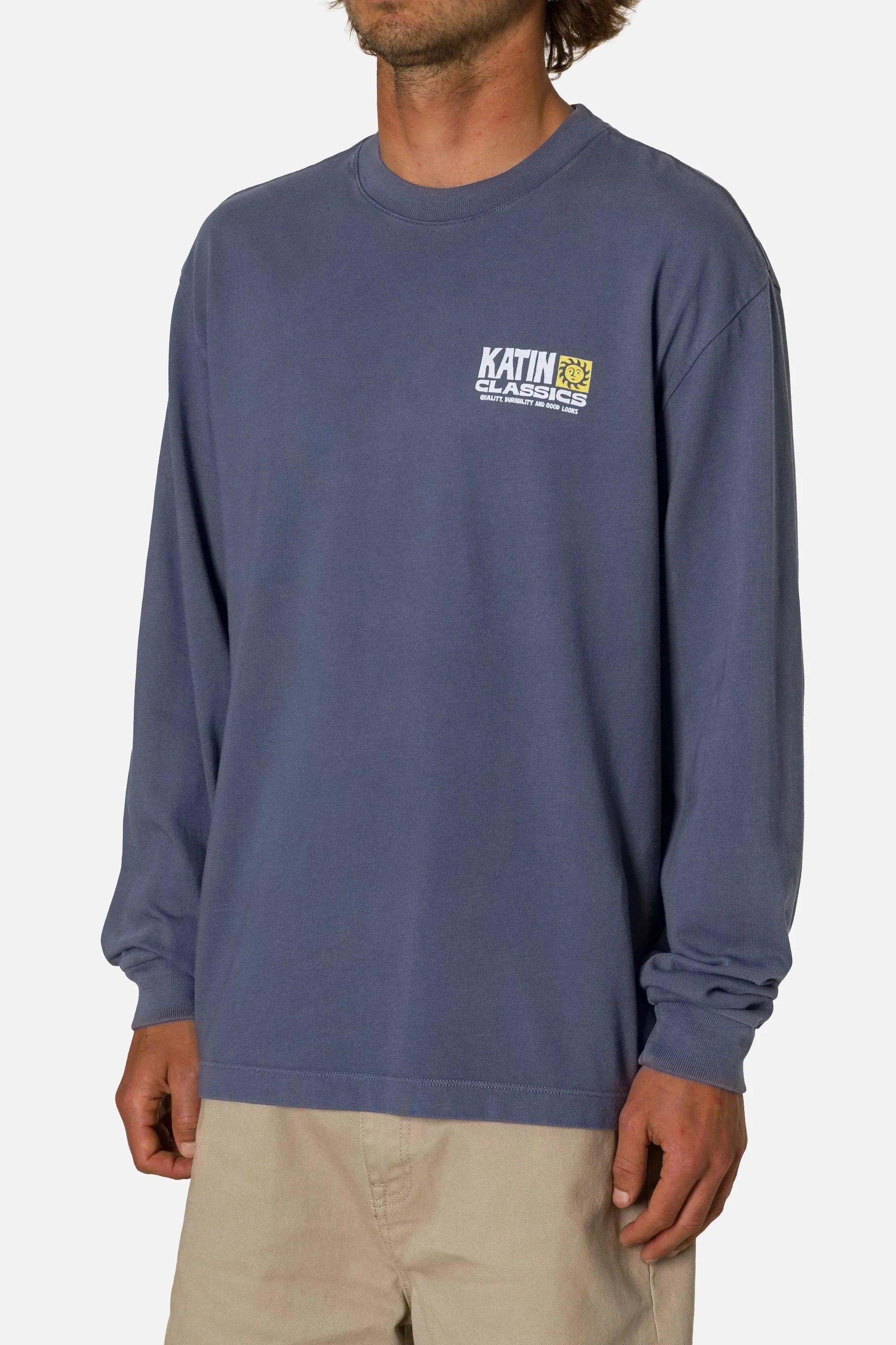Helios Box Fit LS Tee - Blue Men's T-Shirts & Vests Katin