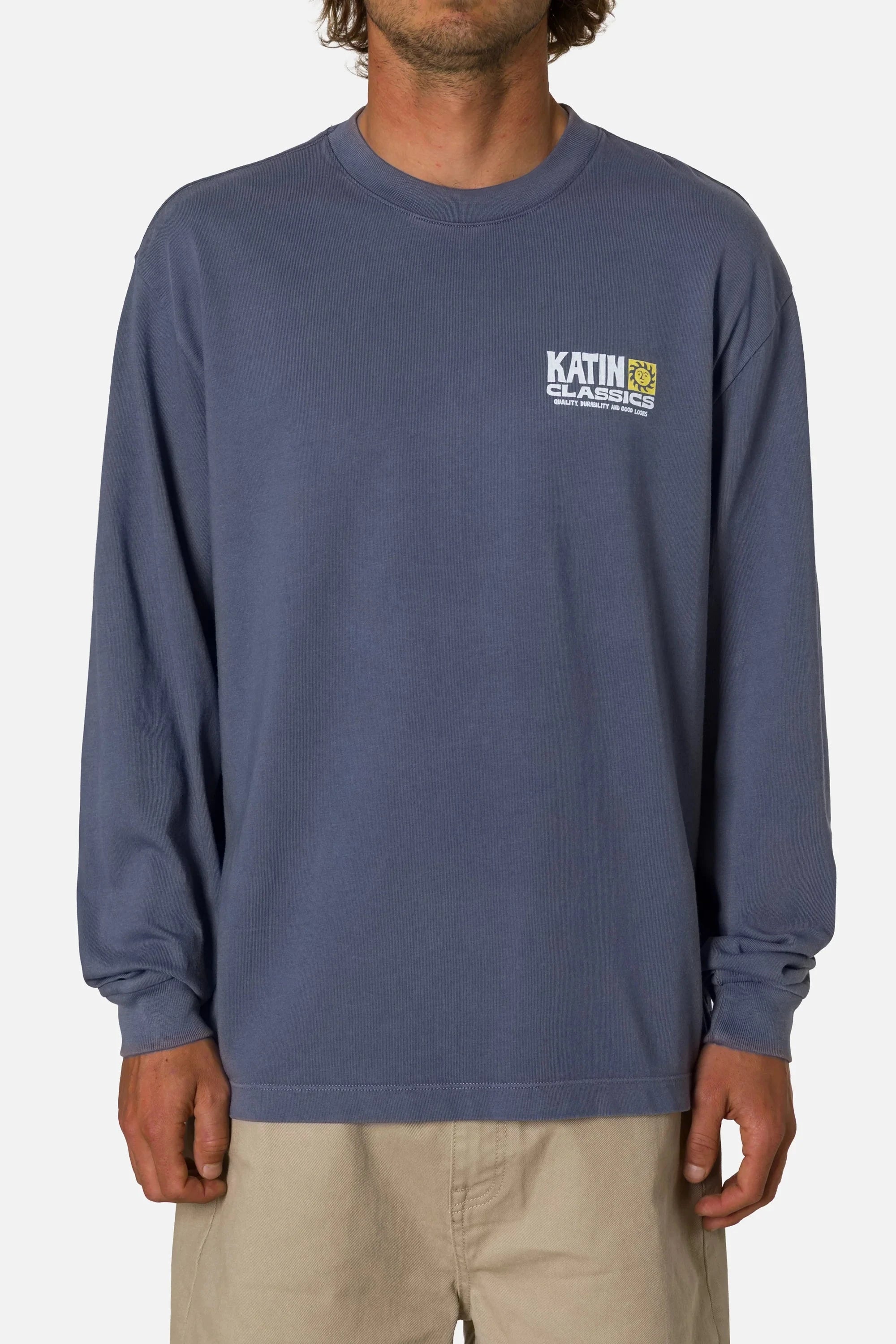 Helios Box Fit LS Tee - Blue Men's T-Shirts & Vests Katin