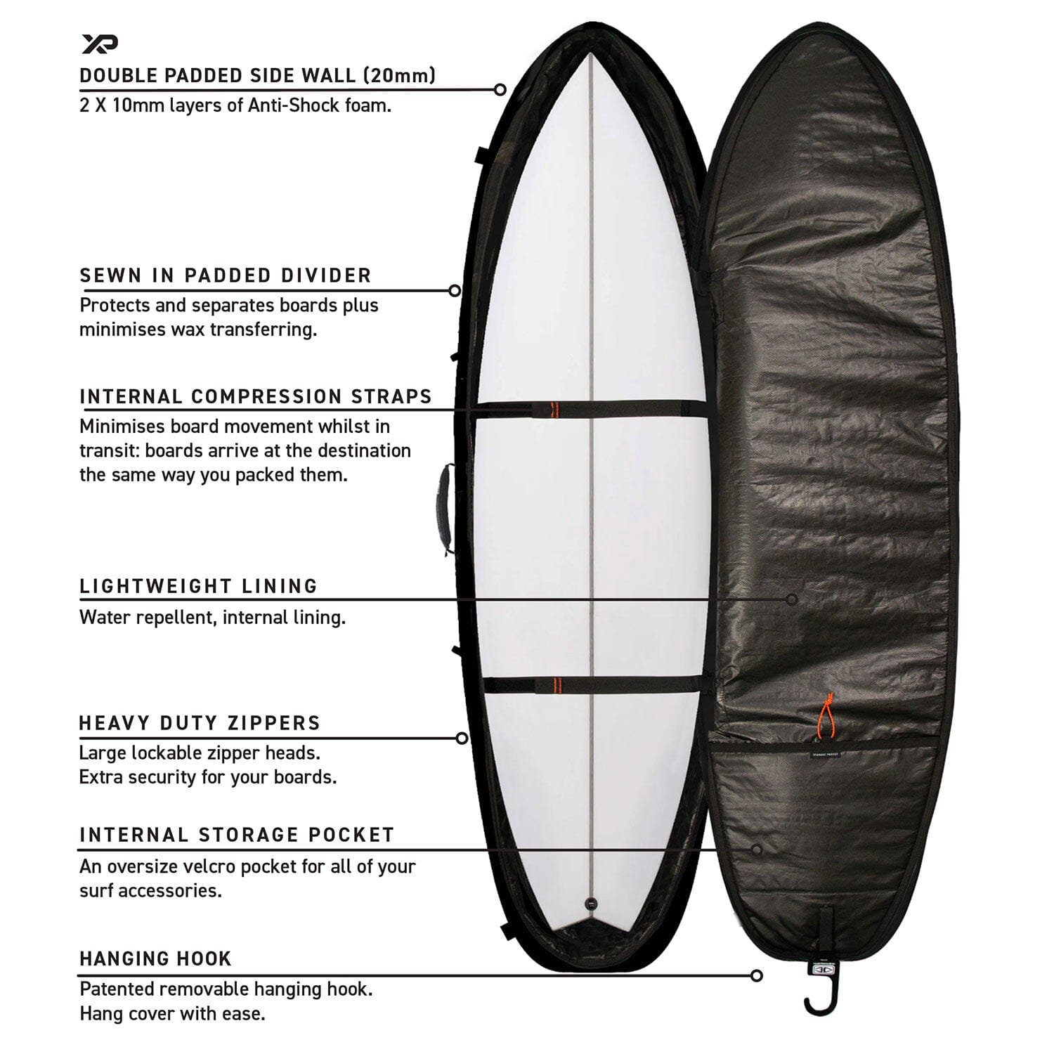 Hypa Fish/Short Travel Cover - 7'0" 3 Board Board Bags Ocean & Earth