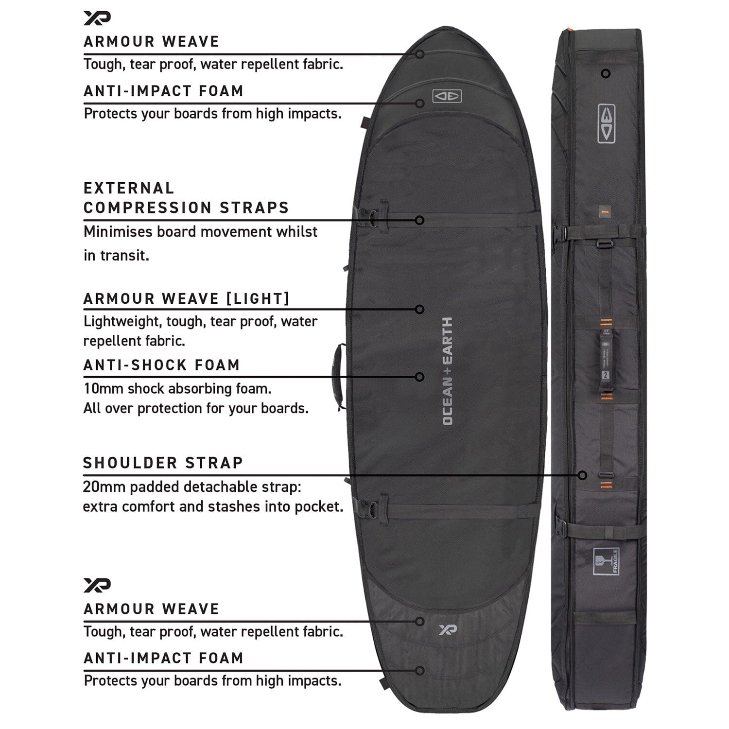Hypa Fish/Short Travel Cover - 7'0" 3 Board Board Bags Ocean & Earth