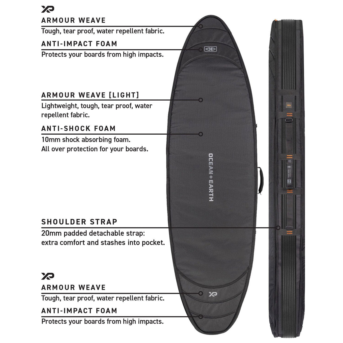 Hypa Shortboard Travel Cover - 7'0" 3 Board Board Bags Ocean & Earth