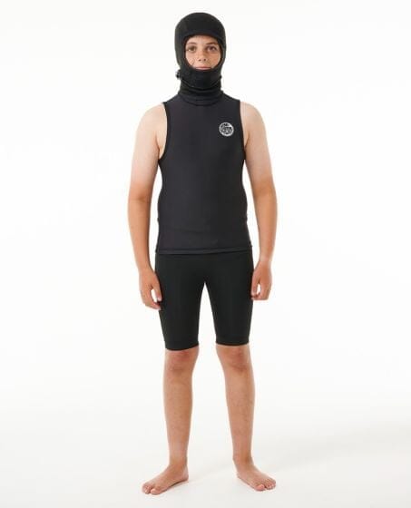 Kids Flashbomb Polypro Hooded Vest - Black Children's rash vests Rip Curl