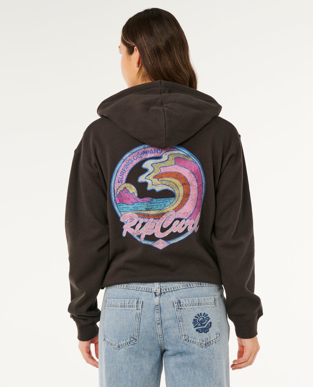 Lay Day Relaxed Zip Through - Washed Black Women's Hoodies & Sweatshirts Rip Curl Women