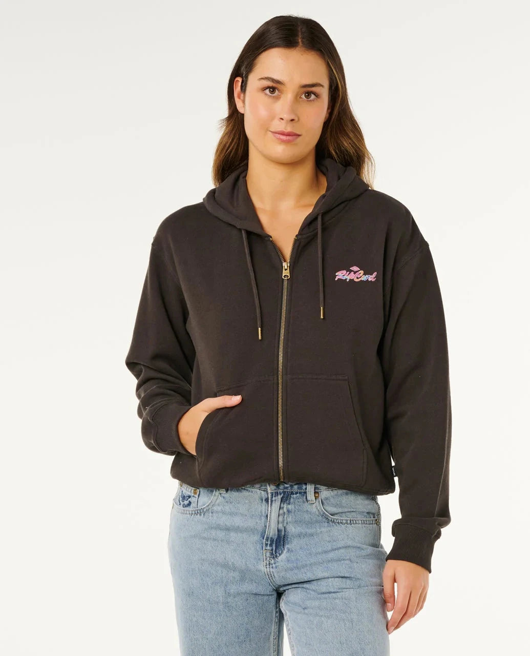 Lay Day Relaxed Zip Through - Washed Black Women's Hoodies & Sweatshirts Rip Curl Women XS
