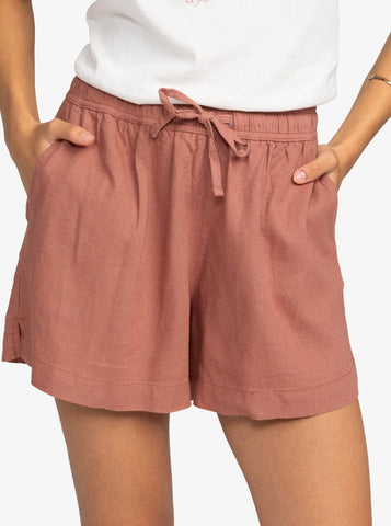 Lekeitio Break Elasticated Waist Beach Shorts - Cedar Wood Women's Shorts & Boardshorts Roxy XS 