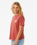 Line Up Relaxed Tee - Maroon Women's T-Shirts and Vest Tops Rip Curl women 