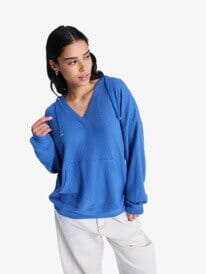 Ocean Drive Oversized Knit Hoodie - Dutch Blue Women's Hoodies & Sweatshirts Roxy XS