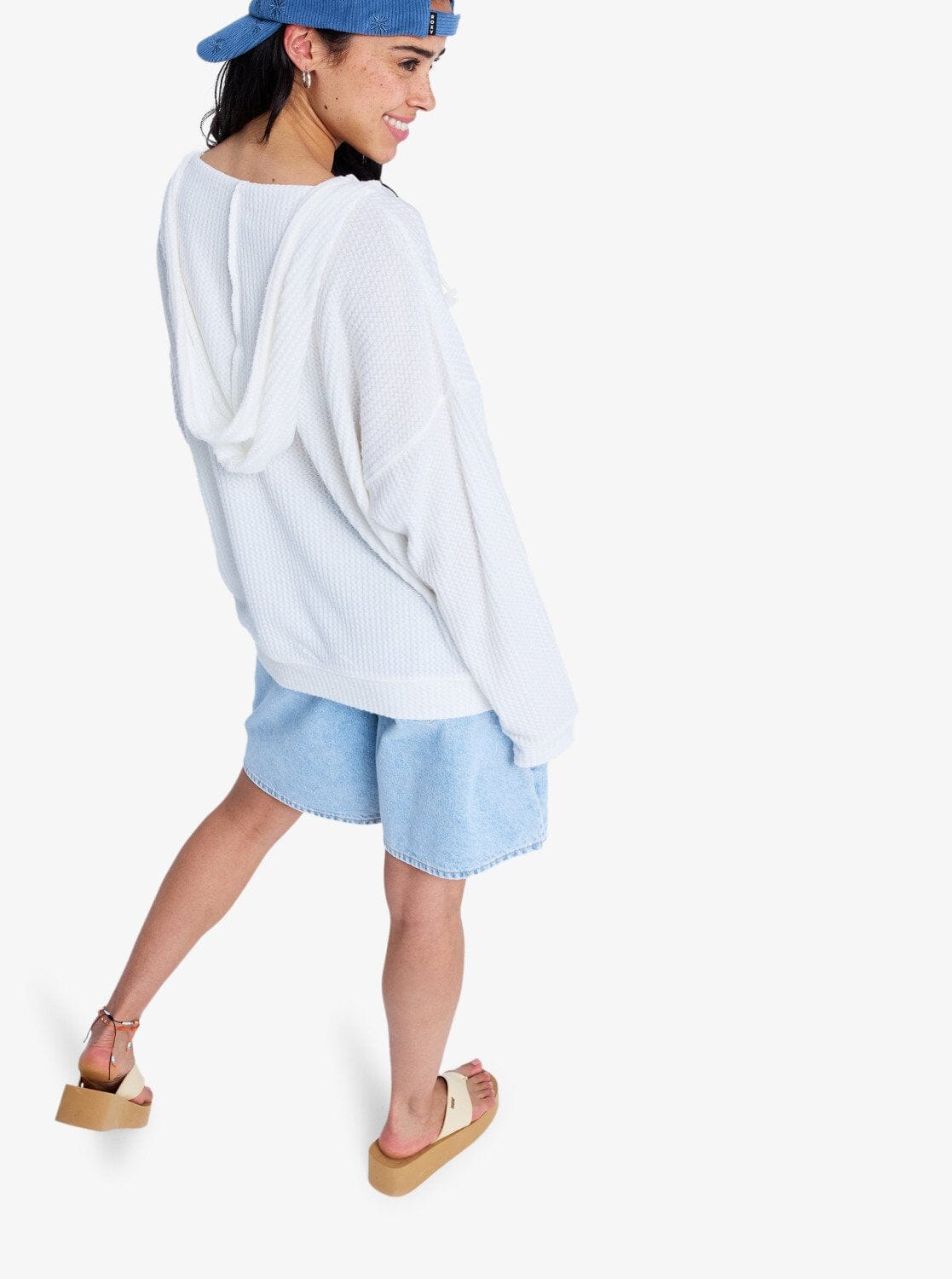 Ocean Drive Oversized Knit Hoodie - Egret Women's Hoodies & Sweatshirts Roxy