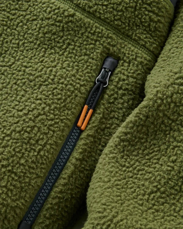 Offgrid Recycled Full Zip Hooded Sherpa Fleece - Khaki Men's Hoodies & Sweatshirts Passenger