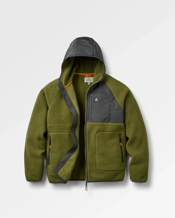 Offgrid Recycled Full Zip Hooded Sherpa Fleece - Khaki Men's Hoodies & Sweatshirts Passenger M