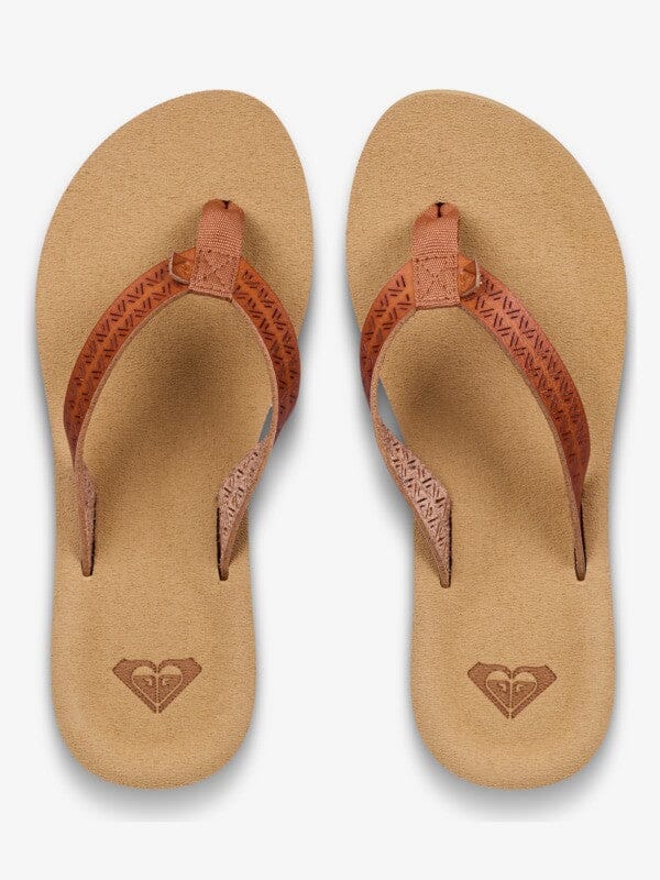 Porto Motif - Tan Women's Flipflops,Shoes & Boots Roxy UK3