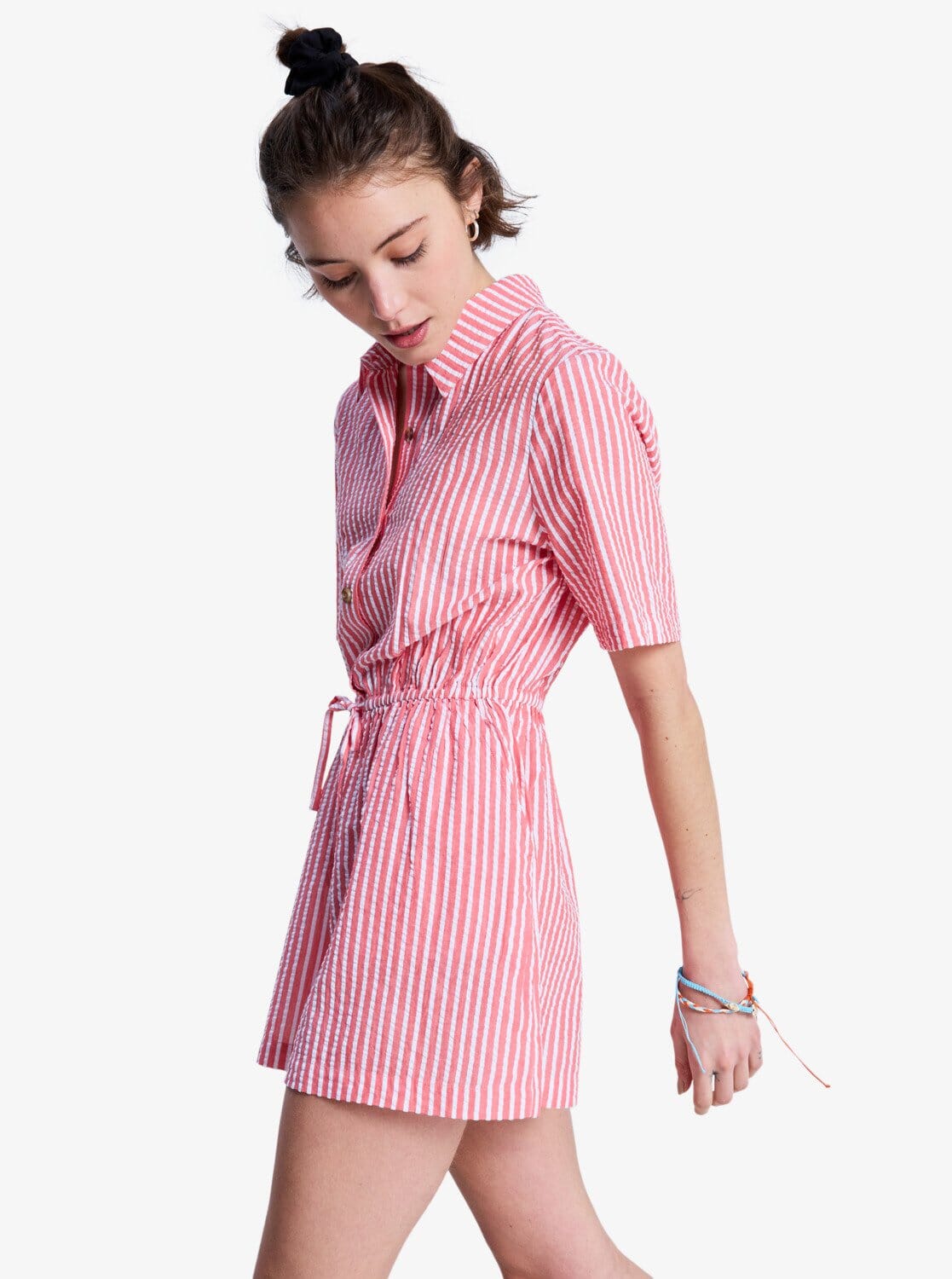 Real Tomorrow Collared Short Jumpsuit - Hibiscus Sunrise Stripe Women's Dress Roxy