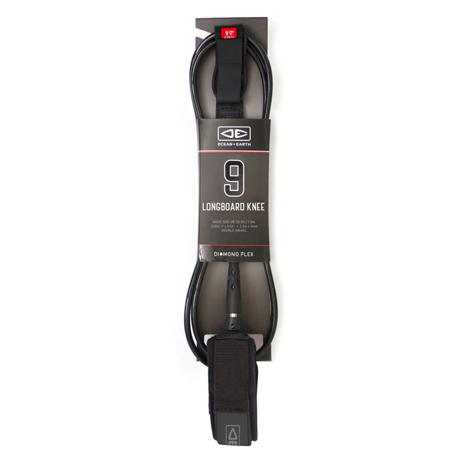 Regular 9' Knee - 3 Colours Leashes Ocean & Earth Black