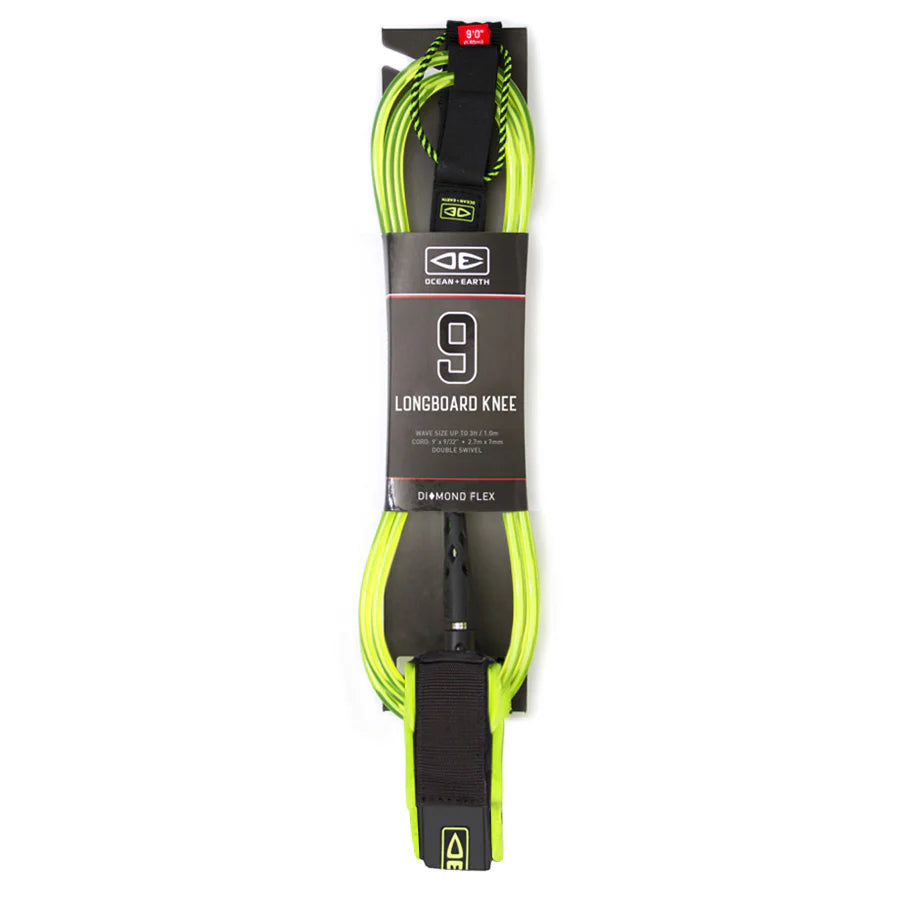 Regular 9' Knee - 3 Colours Leashes Ocean & Earth Lime