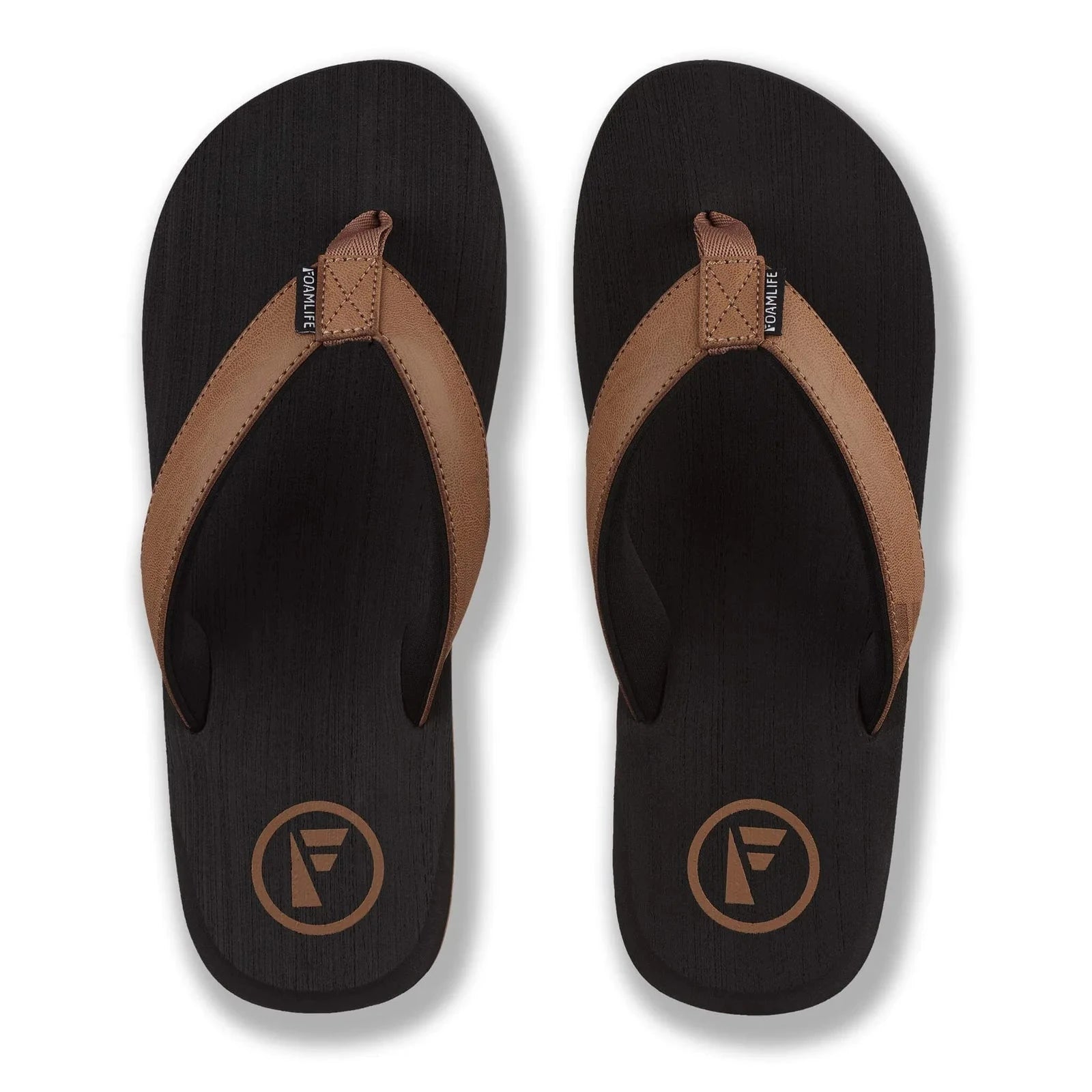 Seales Flip Flops - Black/Tan Men's Shoes & Flip Flops Foamlife UK 8