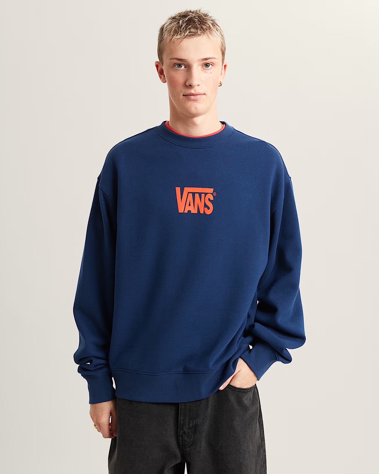 Stretch Logo Crew Sweatshirt - Deep Indigo Men's Hoodies & Sweatshirts Vans