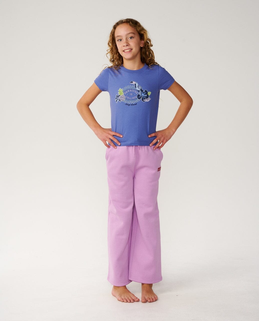 Surf Puff Wide Leg Track Pant (Girls) - Lilac Children's Clothing Rip Curl Women