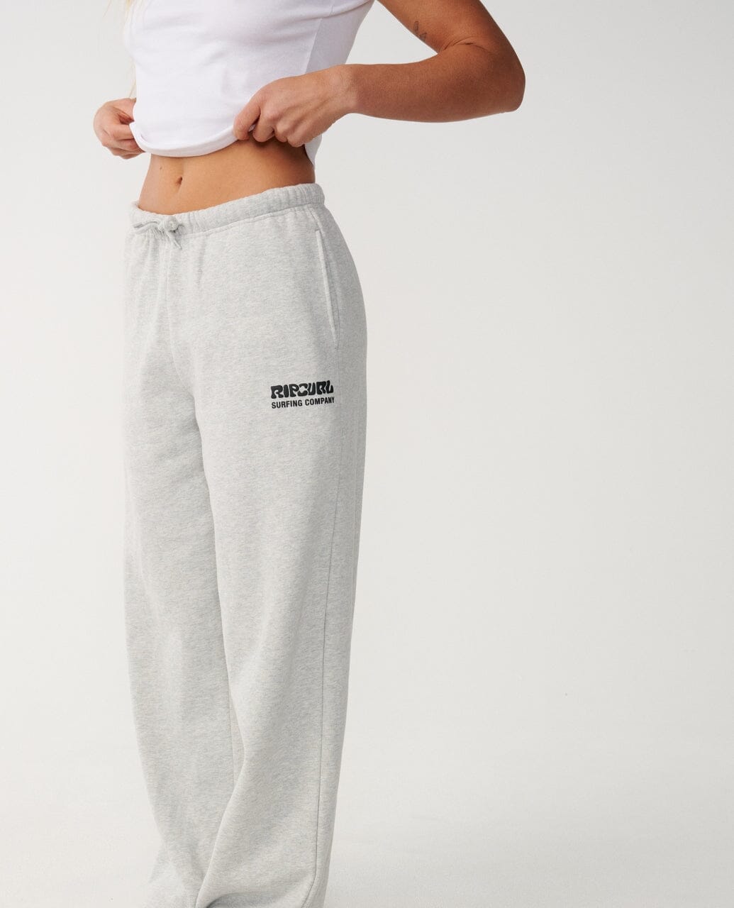 Surf Puff Wide Leg Track Pant - Grey Marle/Black Women's Jeans & Trousers Rip Curl Women