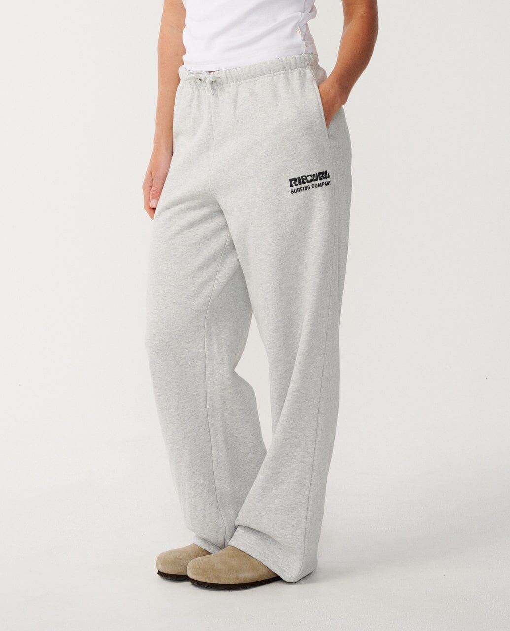 Surf Puff Wide Leg Track Pant - Grey Marle/Black Women's Jeans & Trousers Rip Curl Women