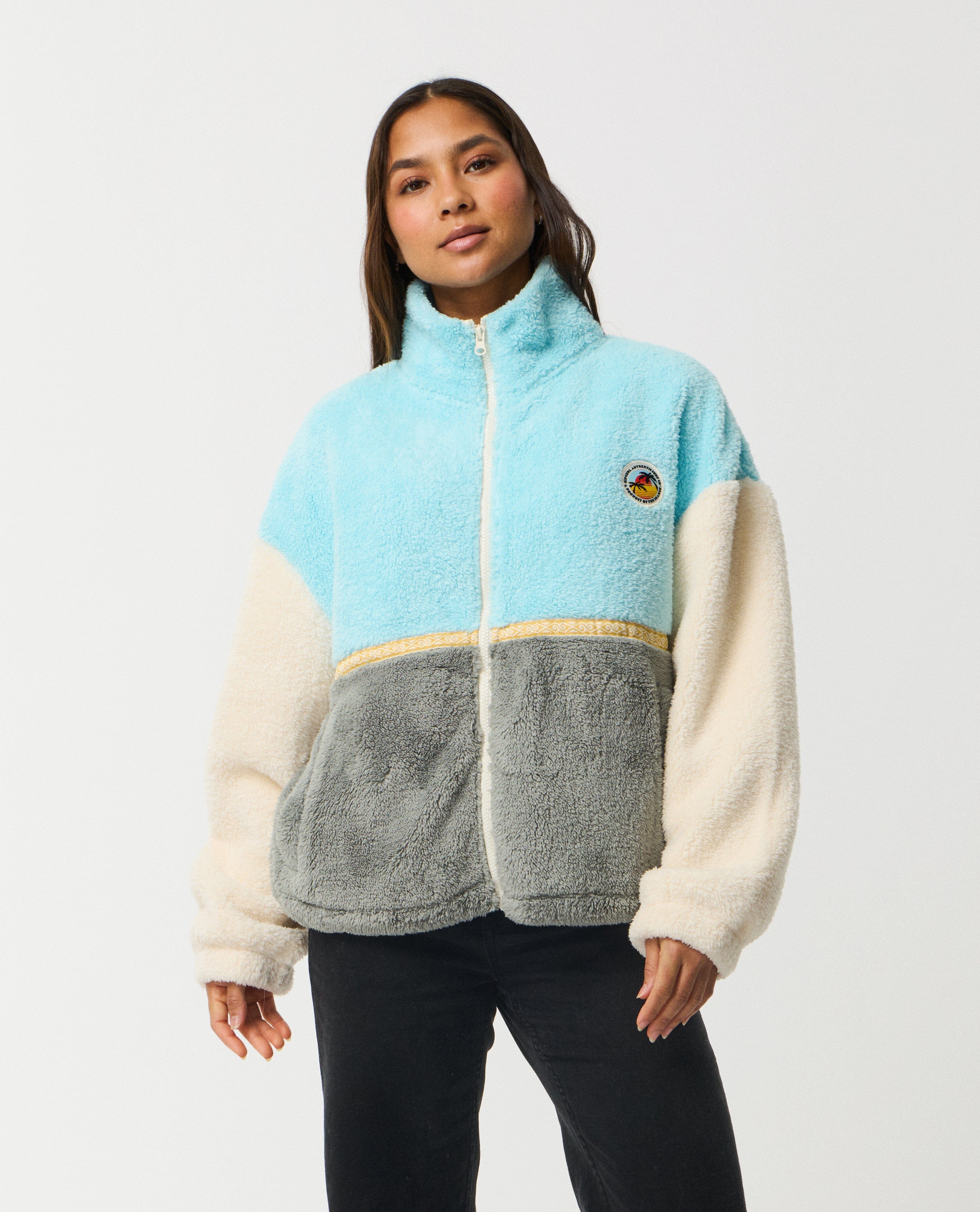 Surf Revival Heritage Zipped Polar Fleece - Light Blue Women's Jackets Rip Curl Women