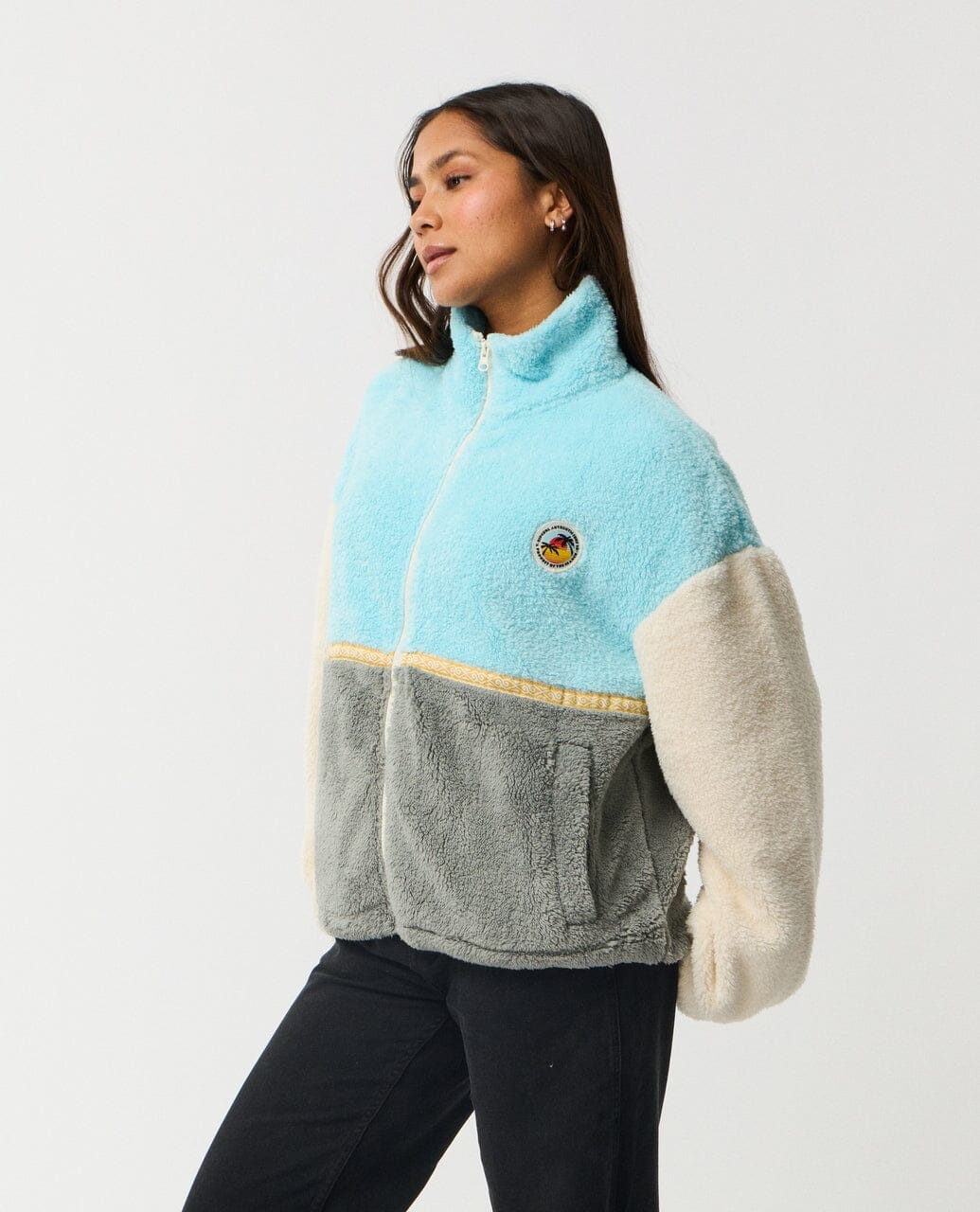 Surf Revival Heritage Zipped Polar Fleece - Light Blue Women's Jackets Rip Curl Women