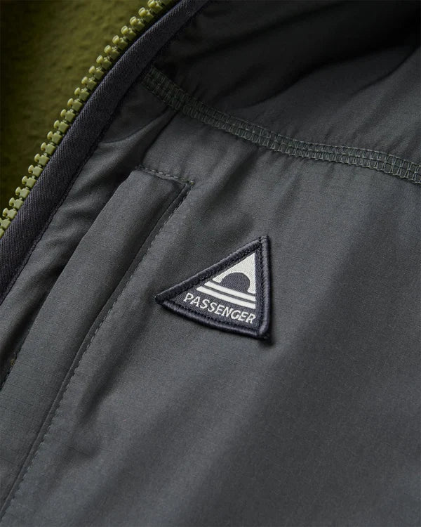 Offgrid Recycled Full Zip Hooded Sherpa Fleece - Khaki