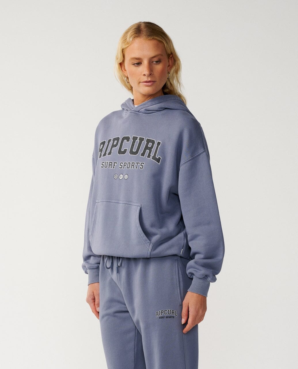Varsity Sports Oversize Hood - Blue Grey Women's Hoodies & Sweatshirts Rip Curl Women