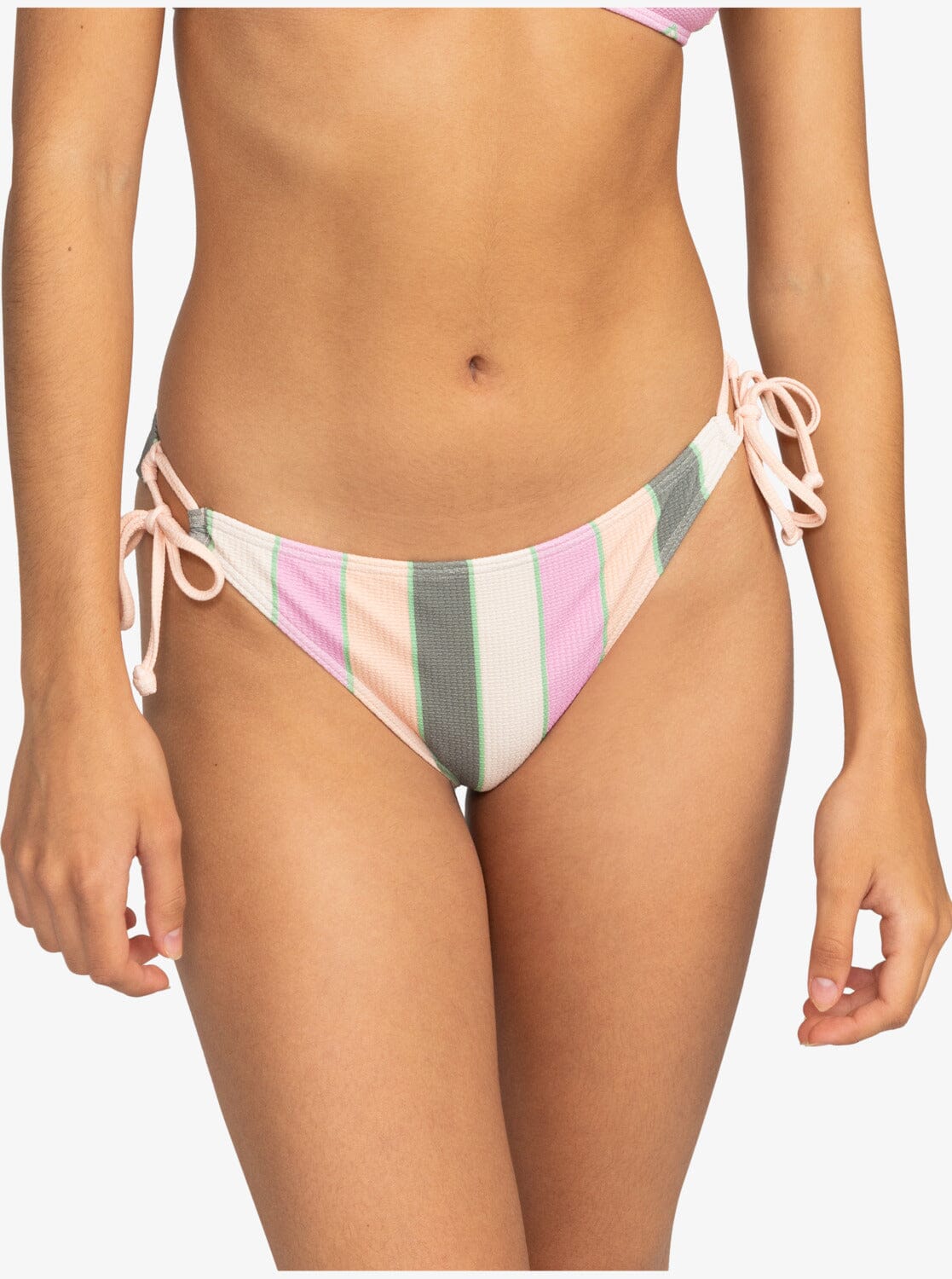 Vista Stripe Tie Side Cheeky - Agave Green* Women's Swimsuits & Bikinis Roxy S