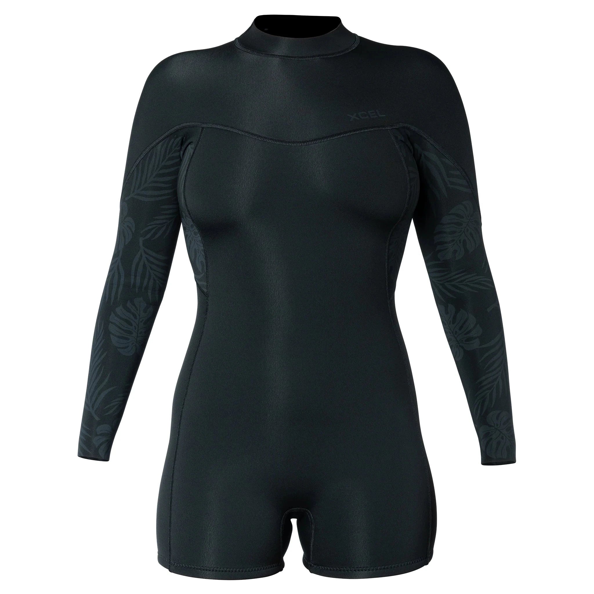 Women’s Axis Long Sleeve 2mm Wetsuit - Black Palm Print Women's wetsuits Xcel UK 6
