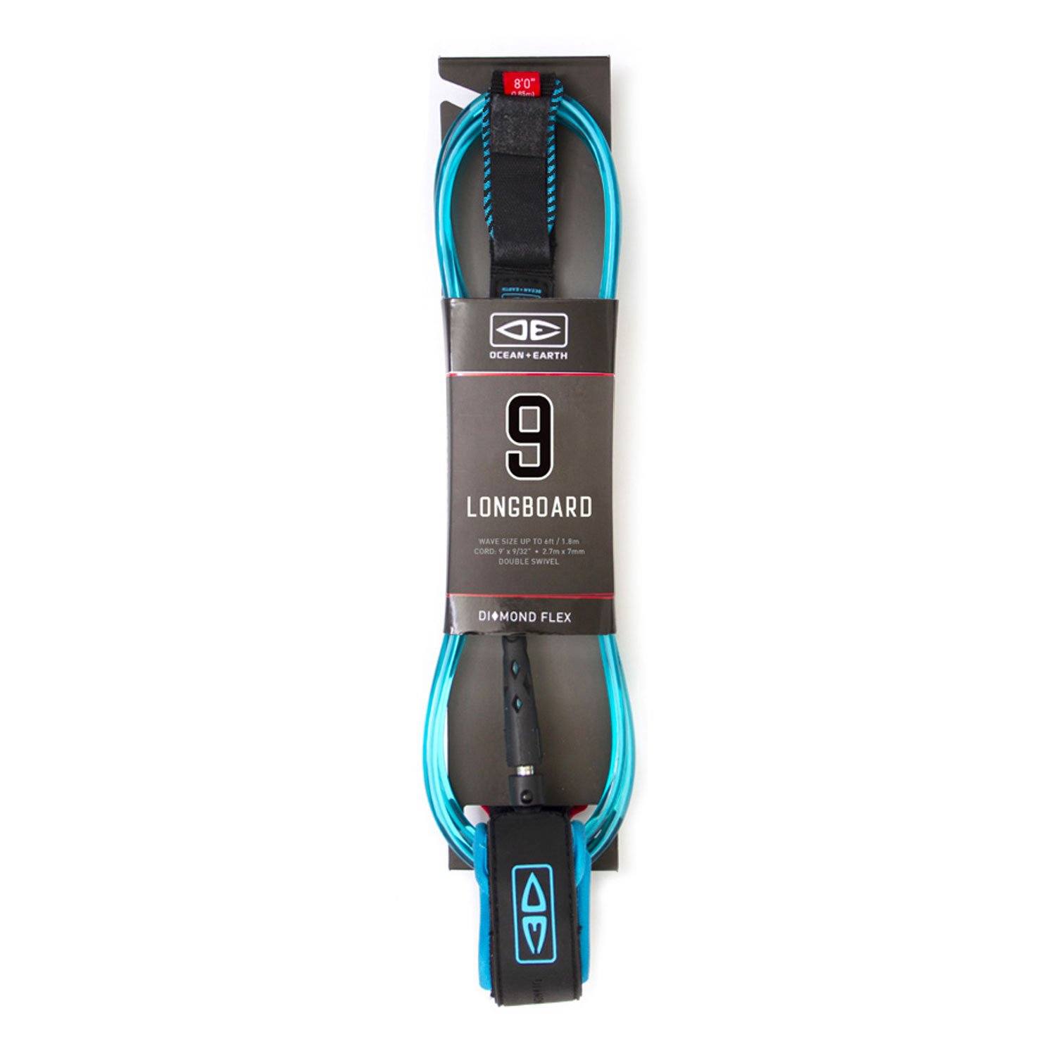 9ft Regular Leash Leashes Ocean & Earth Blue