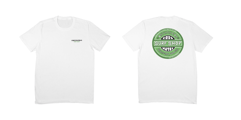 Cool Water Kid's T-Shirt - White (Green Logo) Children's Tees Bathsheba Surf 7-8 