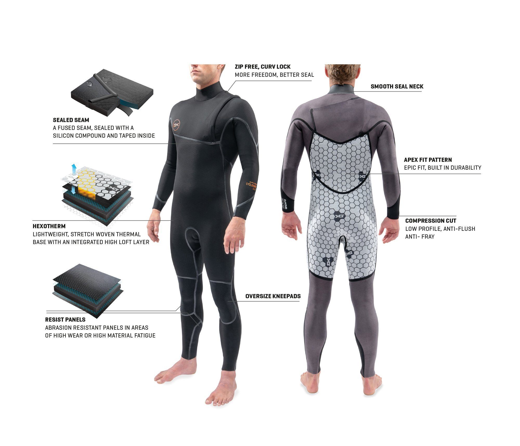 Cyclone 6/4mm Zip Free 2021/22 Wetsuits Dakine