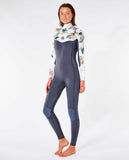 Dawn Patrol 3/2mm Chest Zip - Charcoal/Floral (2023) Women's wetsuits Rip Curl women US6/UK8 