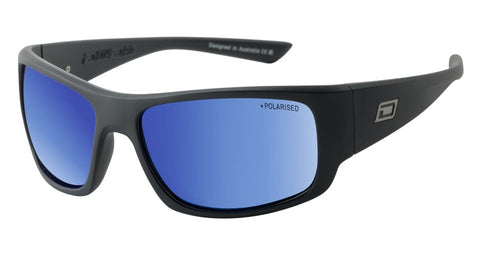 DD Gorilla - Satin Black/Grey Blue Mirror Polarised Sunglasses Dirty Dogs 