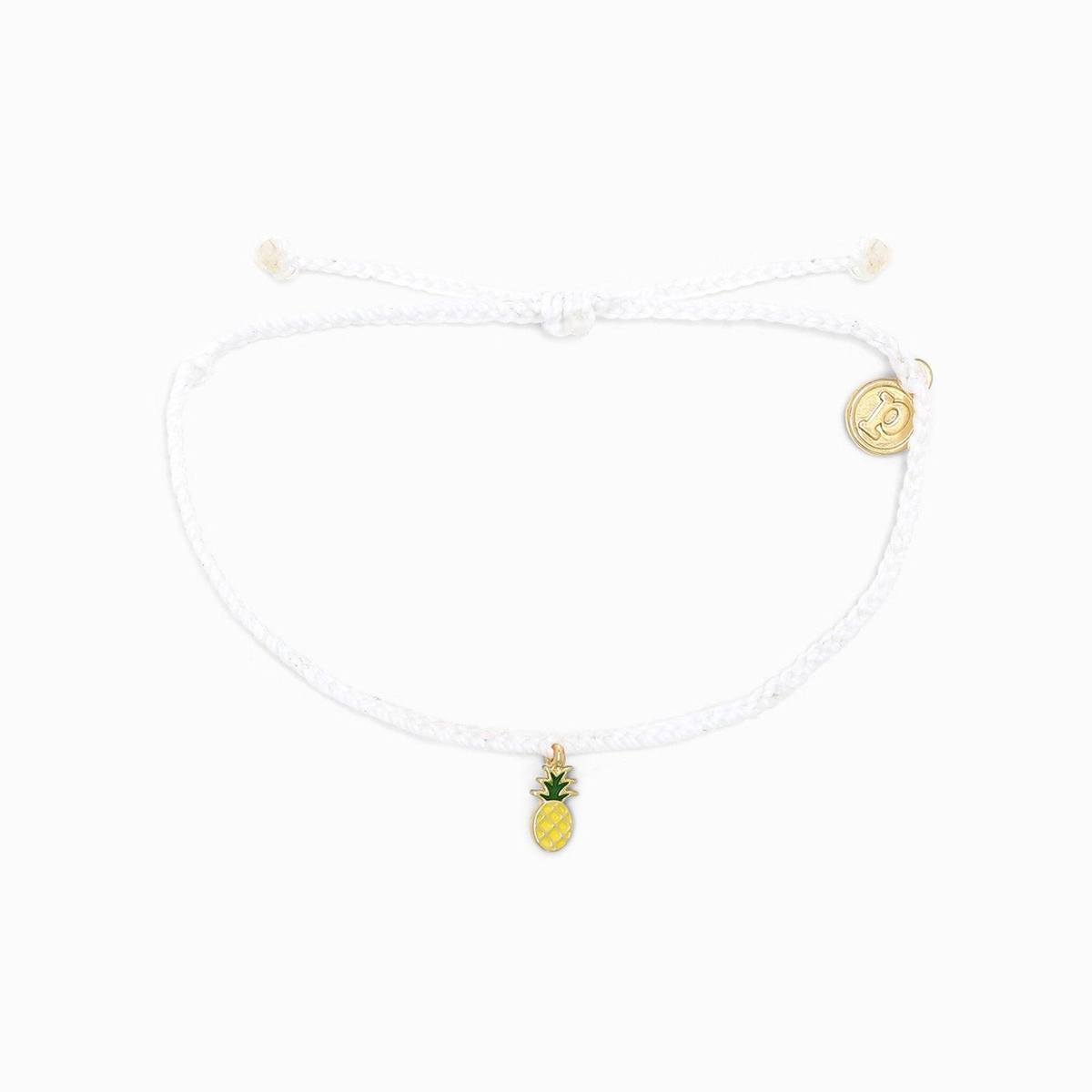 Gold Enamel Pineapple Charm Bracelet Jewellery Pura Vida White