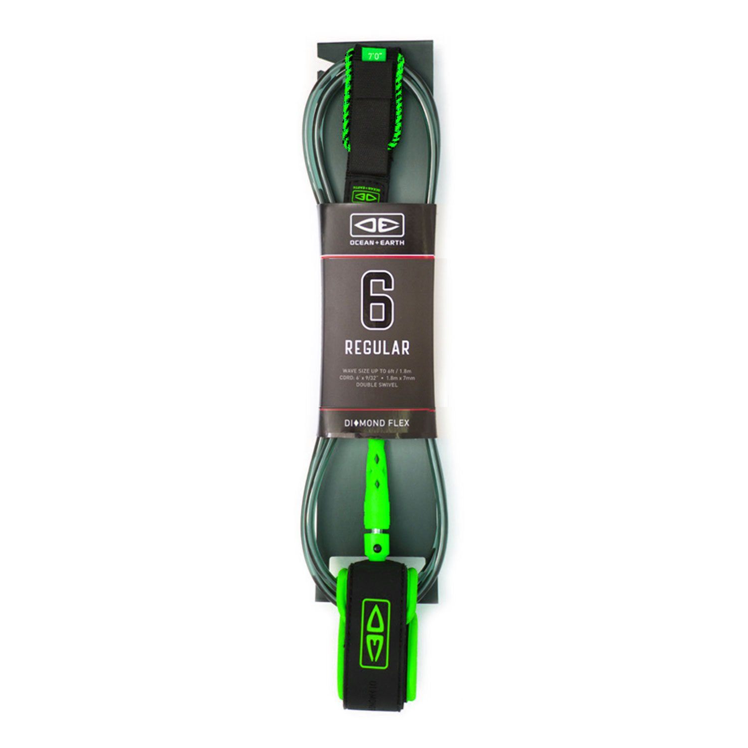Regular 6' Leash Leashes Ocean & Earth Lime