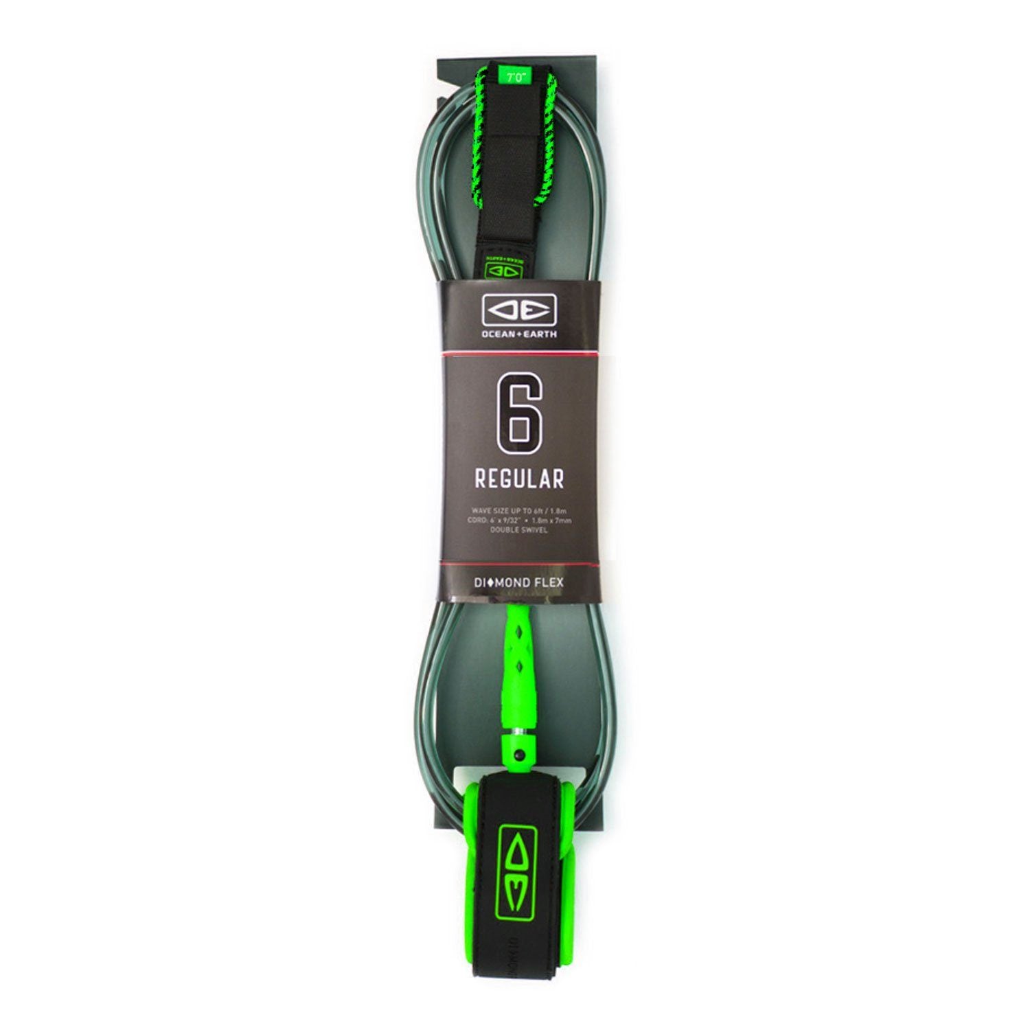 REGULAR 7'0" MOULDED LEASH Leashes Ocean & Earth Lime