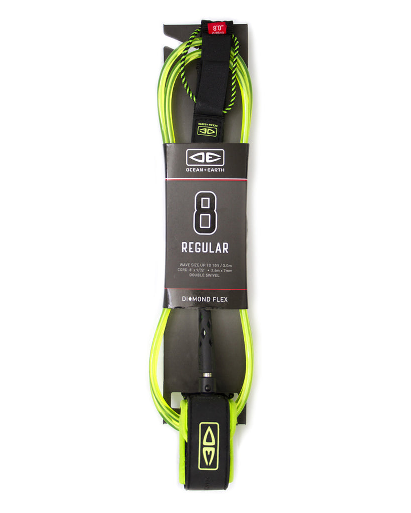 REGULAR 8'0" MOULDED LEASH Leashes Ocean & Earth Lime